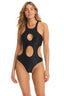 Shine Solids Circle Cut Out One-Piece Swimsuit - Red Carter