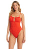 The Eyelet Collection Balconette One-Piece Swimsuit - Red Carter