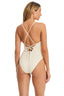 The Eyelet Collection Balconette One-Piece Swimsuit - Red Carter