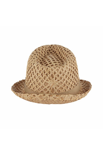 Woven Star Straw Fedora - Red Carter